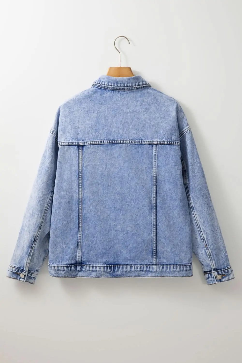 Beau Blue Vintage Washed Flap Pockets Denim Jacket - Love Salve